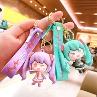 wholesale girls cute action figure cartoon miku keychain small pendant bell hand handle bag hanging decoration keyring