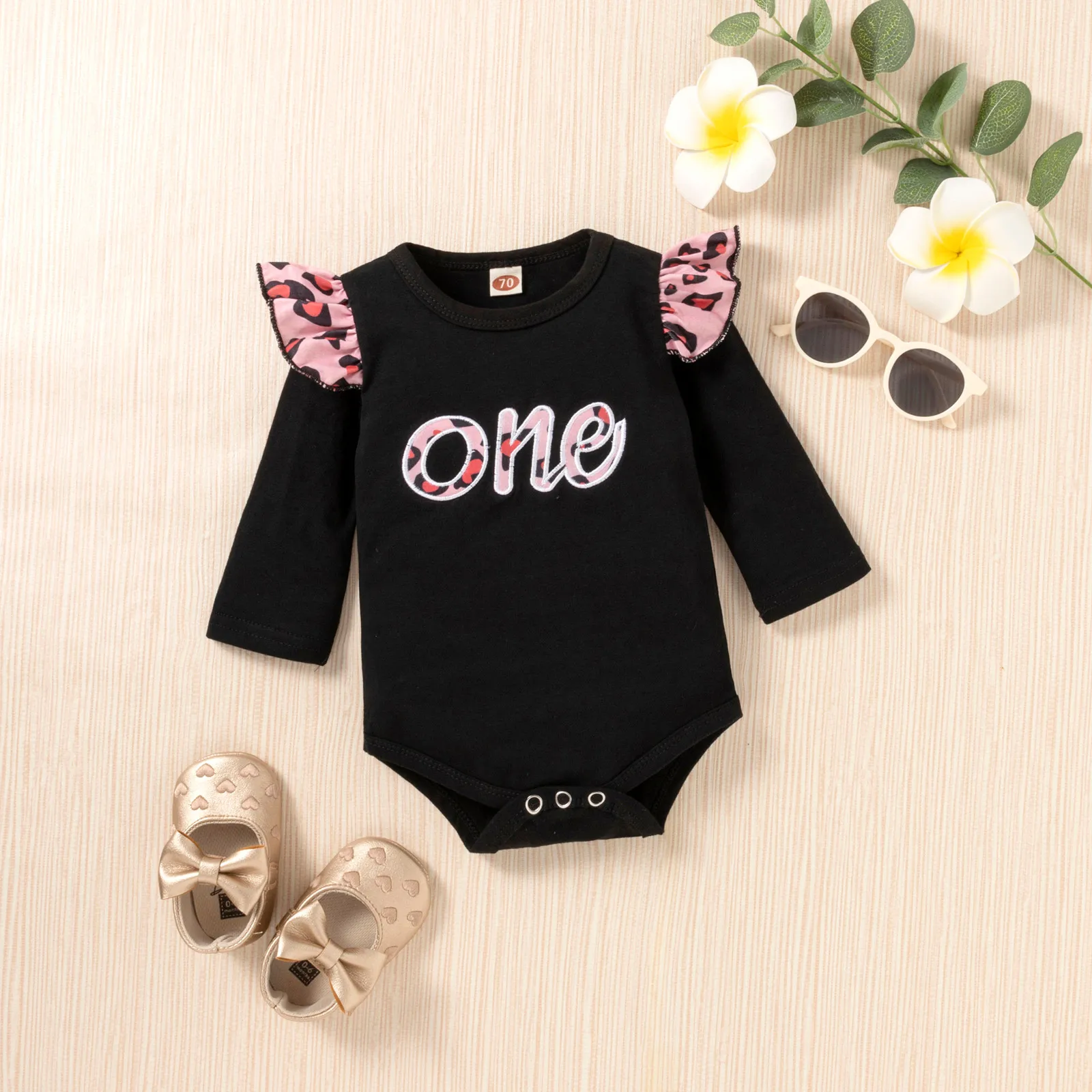 Детский комбинезон с оборками и буквами брюки-клеш леопардовым принтом | Мать