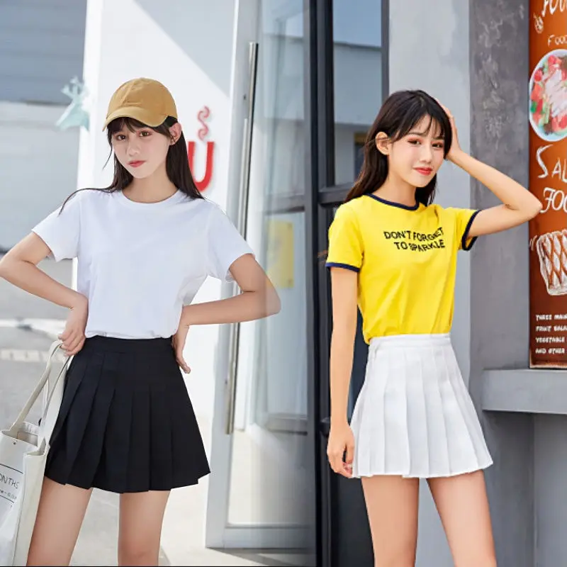 

Pleated short skirt women 2020 spring and summer high waist skirt bag hip skirt Semi elastic waist A-line mini skirt College y2k