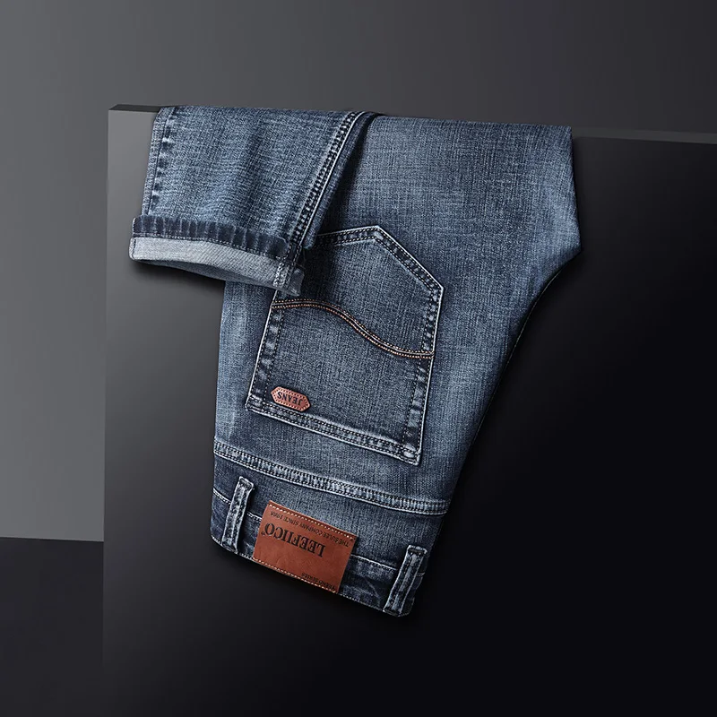 

2021 New High Quality Mens Fashion Blue Jeans Men Casual Slim fit Stretch Jeans Classic Denim Pants Trousers Plus Size 28-40