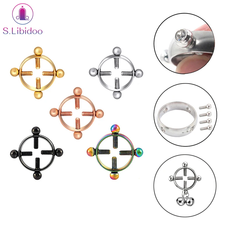 Сексуальная нержавеющая сталь Женская грудь регулируемый винт клип с раб на цепи