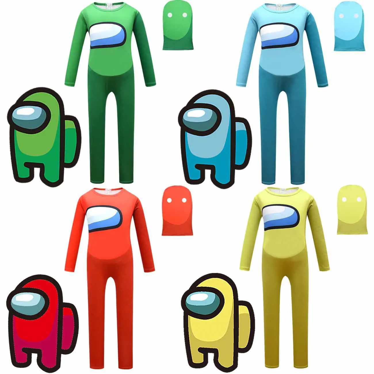 

Girls Boys Undercover Game Spaceman Costume Kids Jumpsuit Mask Halloween Cosplay Costumes Party Role Play Dress Up Outfit