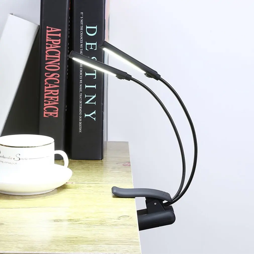 USB Battery Clip On Book Reading LED Light 6W COB Flexible Arm Stand Lamp For Laptop Notebook Working Portable Night Light
