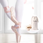 Женская атласная балетная обувь, профессиональные пуанты для балета, женская обувь для девочек с бесплатными сумочками для обуви