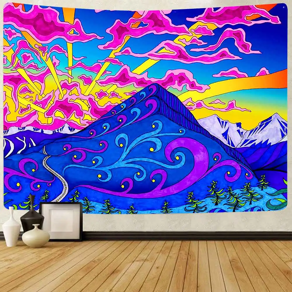 

Simsant Trippy Mountain Tapestry Psychedelic Colorful Nature Wall Hanging Tapestries for Living Room Bedroom Home Dorm Decor