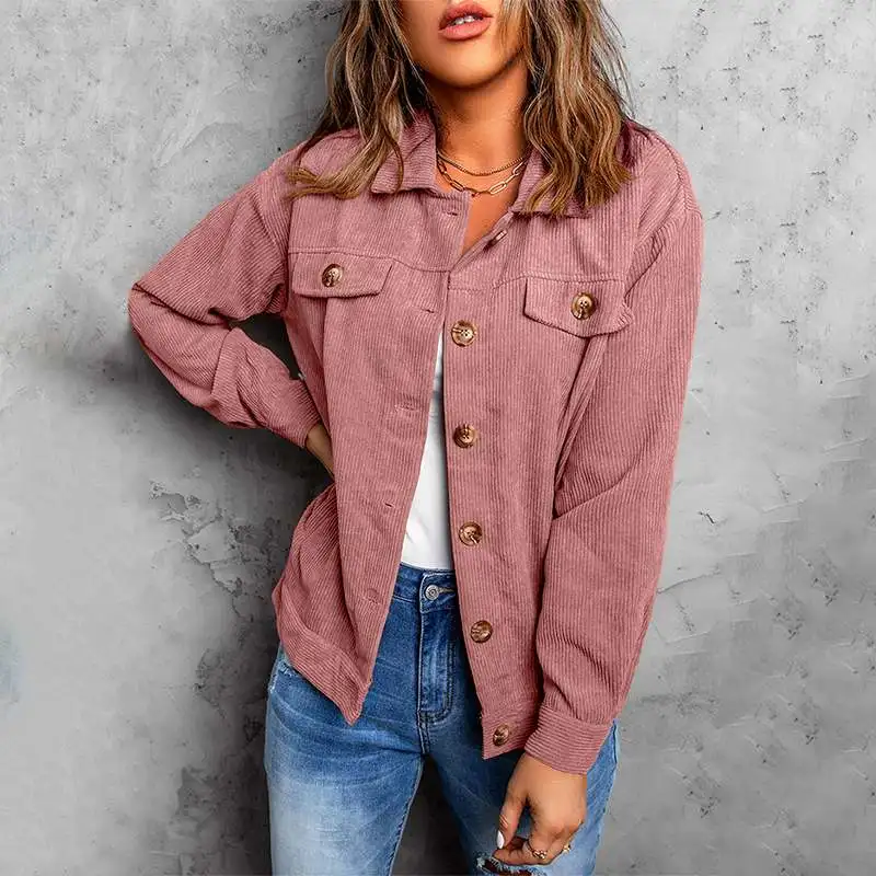

Elegant Corduroy Coats VONDA 2022 Women Jackets Autumn Long Sleeve Thin Coat Vintage Lapel Neck Poncho Jacket Oversized Outwear