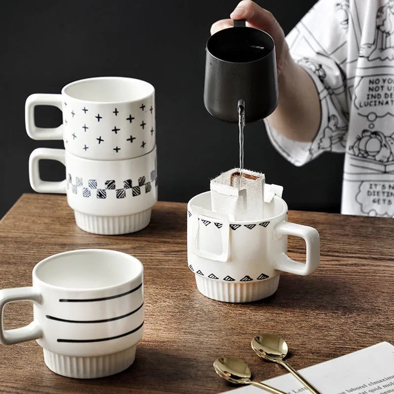 320 мл Толстая керамическая кофейная кружка с простым рисунком чашка для питья