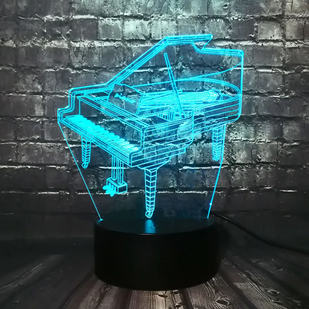 Музыкальный инструмент Ретро фортепиано 3D USB светодиодный светильник 7 цветов лампа музыкальный подарок Детская Спальня украшение Элегантные ночные огни RGB Лава