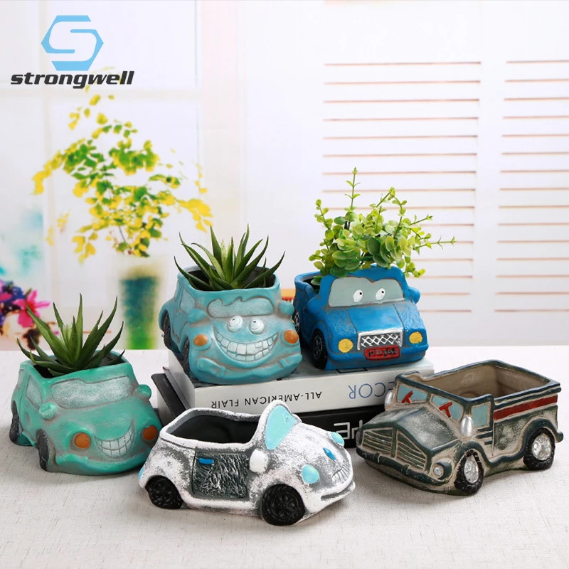 

Strongwell Vintage Cartoon Car Ceramics Succulent Plant Flower Pot Outdoor Balcony Home Decoration Garden Green Plants Potted