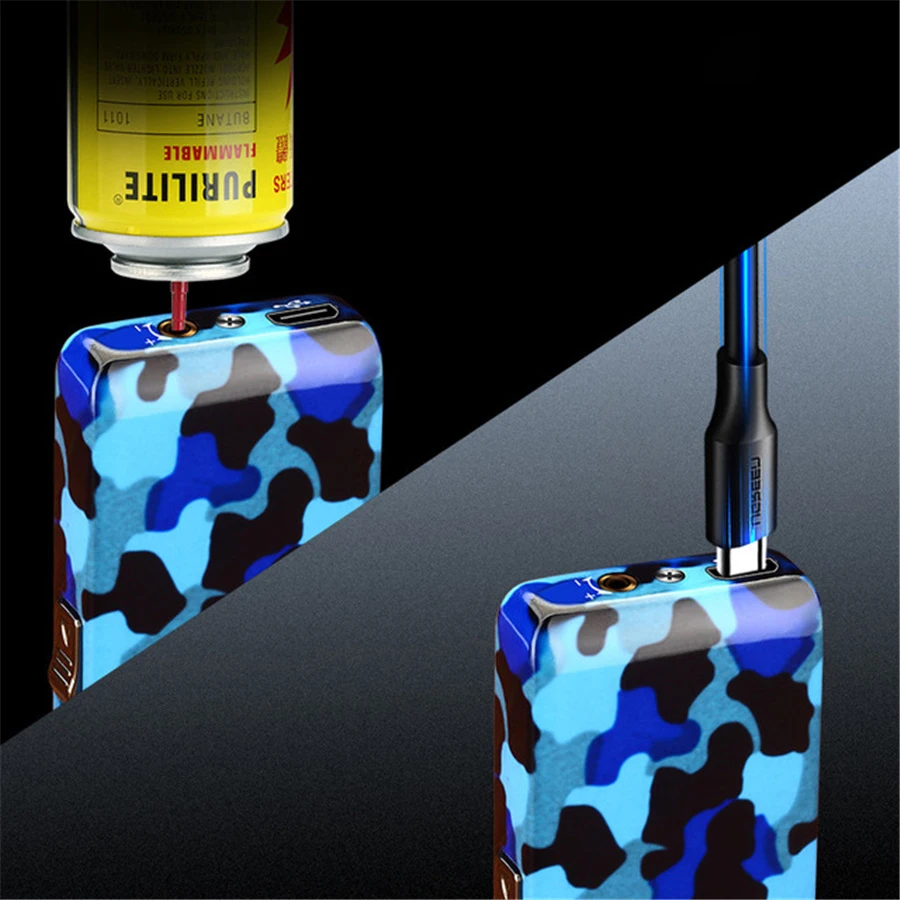 camouflage electronic gas lighter metal torch windproof arc lighter for kitchen plasma lighter male survival army fan gadget free global shipping