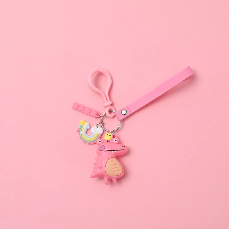 2020 New cute dinosaur keychain new drop glue PVC soft plastic pendant couple key chain claw machine doll small gift |