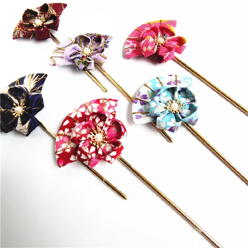 1 шт. палочка для волос с принтом сакуры в форме веера кимоно Hanfu украшение
