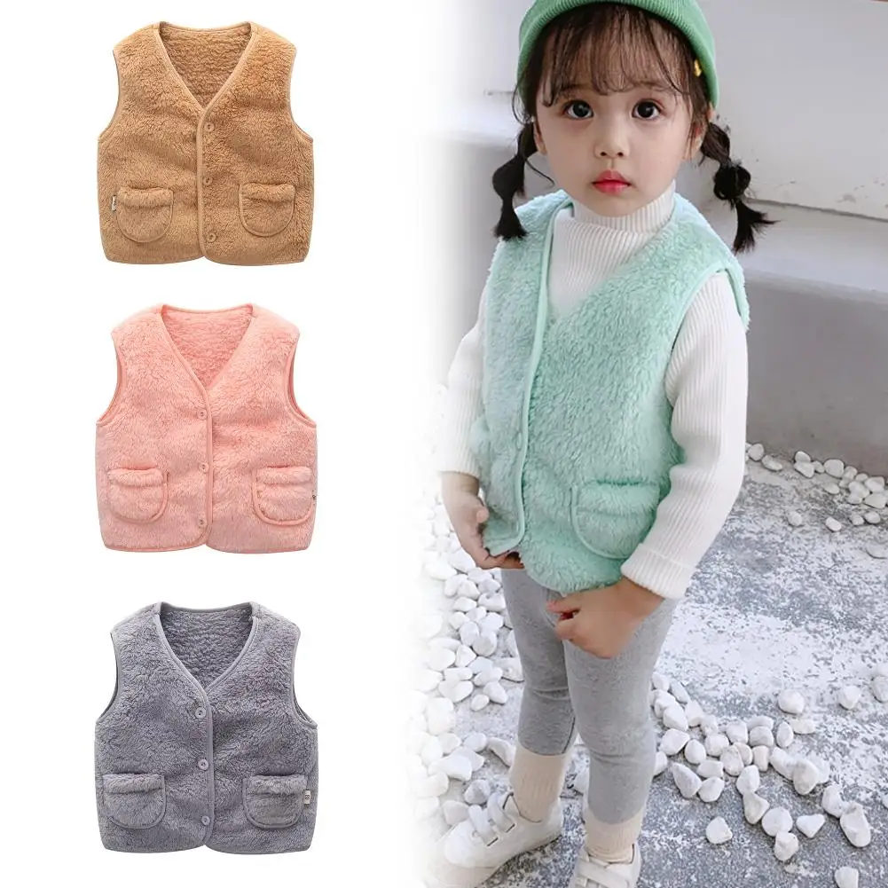 

Fashion Winter Children Vest Fur Waistcoat Thick Warm Kid Jacket sleeveless Baby Girl Boy Toddler Children Clothing Casual