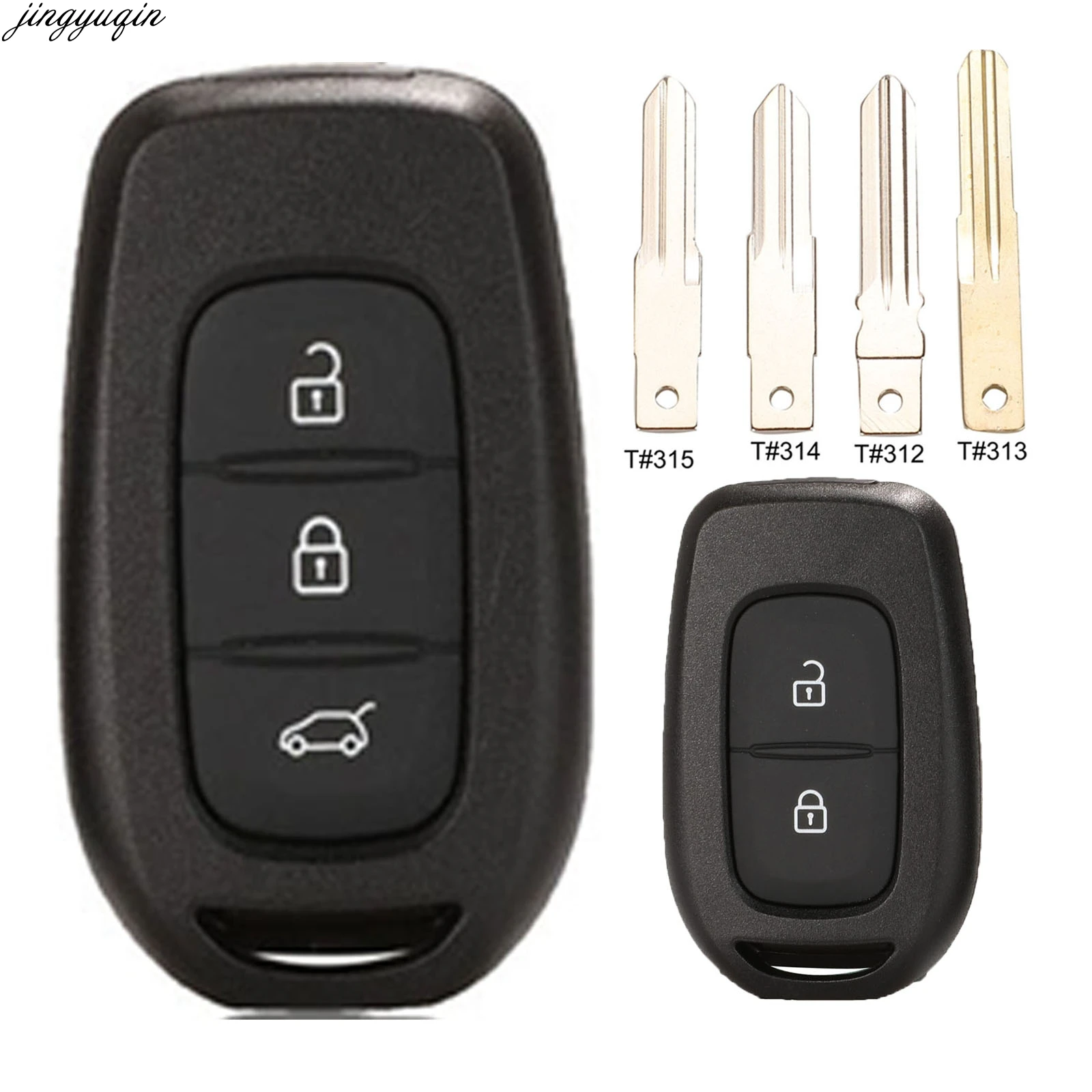 Jingyuqin 2/3 Buttons Remote Car Key Case Shell For Renault Dacia Logan Sandero Lodgy Dokker Duster 2016 Uncut Blade
