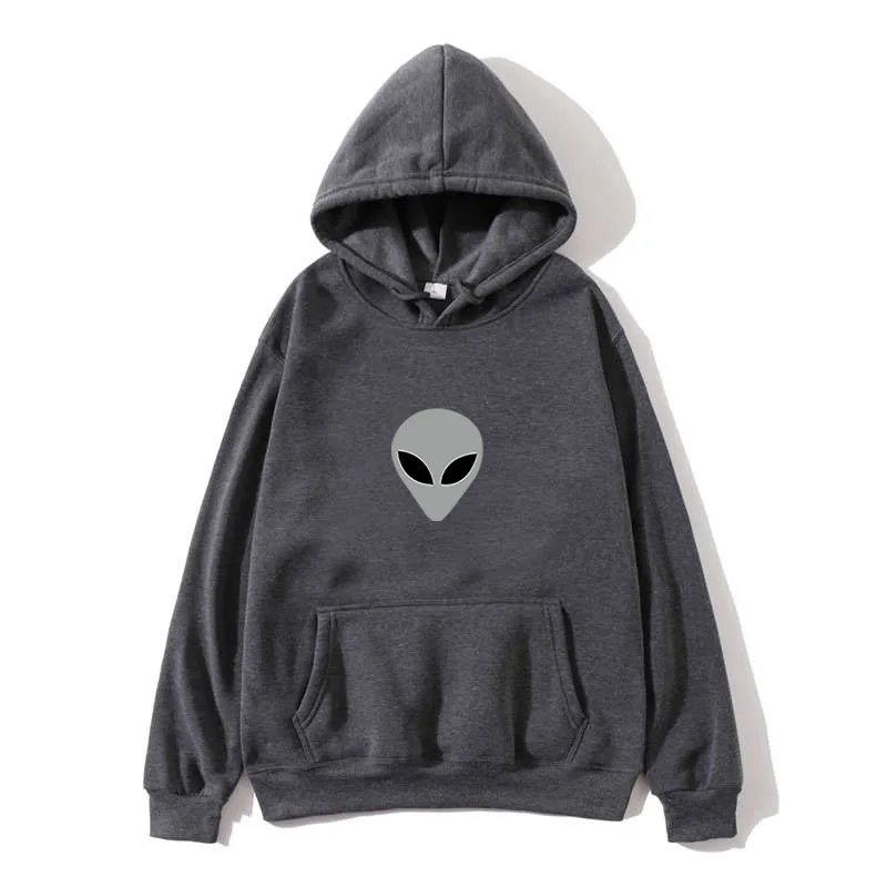 2020 alien printed solid color hoodie women's men's loose long sleeve large size hooded sweatshirt cute Harajuku autumn pullover