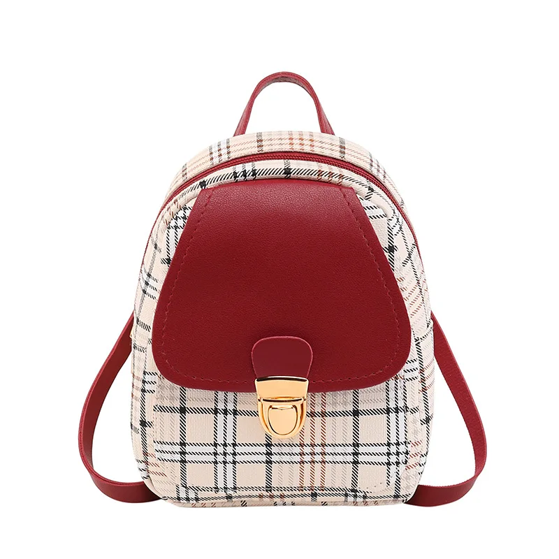 

Mini Backpack Crossbody Bag For Teenage Girl Plaid Women Shoulder Phone Purse Korean Style Fashion Female Rucksack