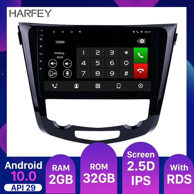 Harfey 2 Din Android 10 0 1 дюймов мультимедийный плеер для 2016 Nissan Qashqai автомобильное радио