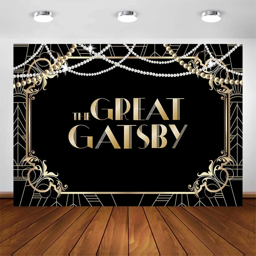 The Great Gatsby Party Backdrop for Photo Booth Roaring 20's Photo Backdrop Twenties Gatsby Black Gold Decoration Birthday Party