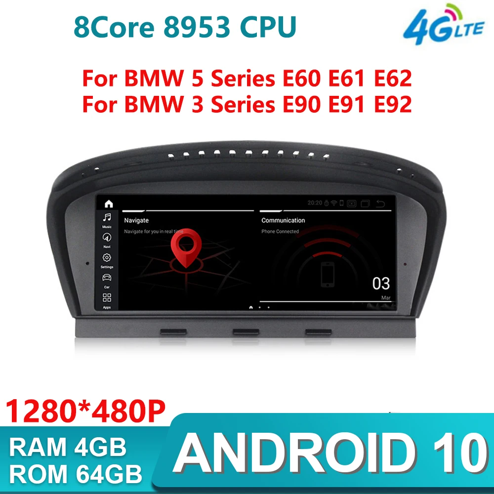 

8.8" Android10.0 8Core 4G+64G 4G LTE car radio multimedia player GPS Navi for BMW 5 Series E60 E61 E63 E64 E90 E91 E92 CCC CIC