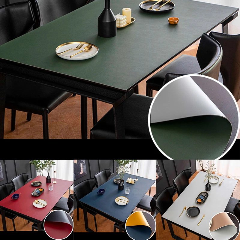 

Leather Tablecloth Waterproof Oil-proof Nordic Coffee Table Mat Solid Color Placemat Party Table Decoration Cover