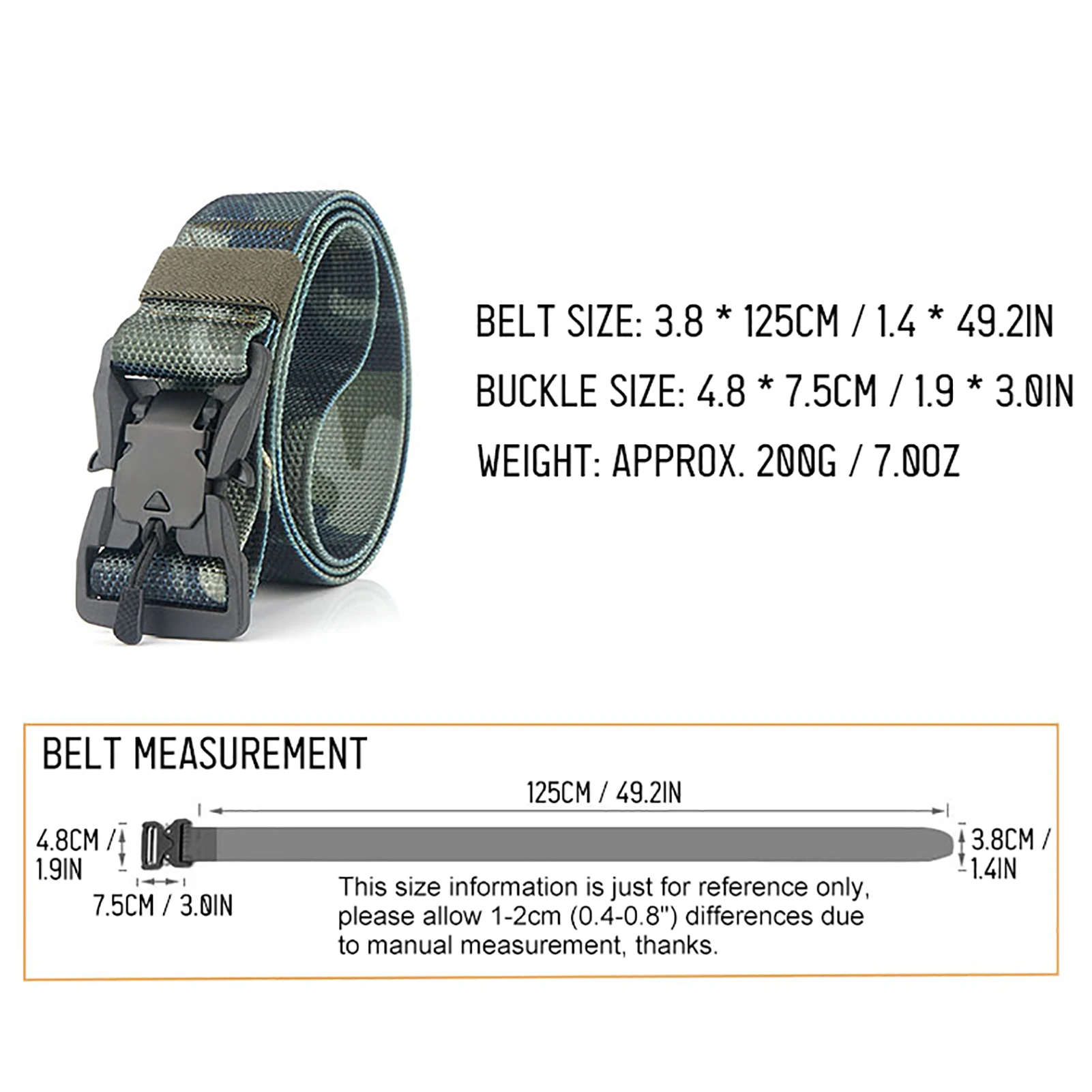 

Men Camouflage Nylon Belt Adjustable Quick-Release Magnetic Buckle Wear-Proof Woven Webbing Casual Pants Straps
