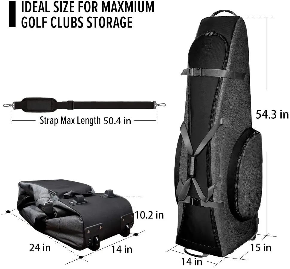 Padded Golf Club Travel Bag with Wheels 900D Heavy Duty Oxford Waterproof -Alligators Large-capacity Standard Golf Bag