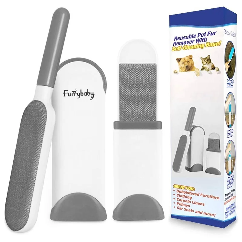 

Щетка для удаления шерсти домашних животных, собак, кошек, многоразовая двусторонняя щетка для удаления шерсти, портативная фланелевая щет...