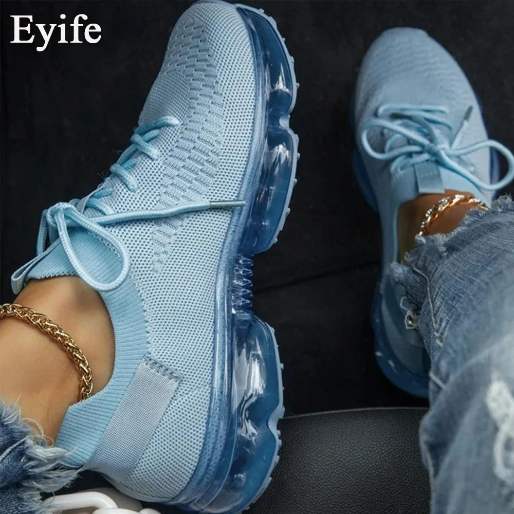 

Eyife Women Trendy Sneakers 2021 New Mesh Breathable Lace Up Running Walking Sport Shoes Larged-Size Ladies Casual Flats