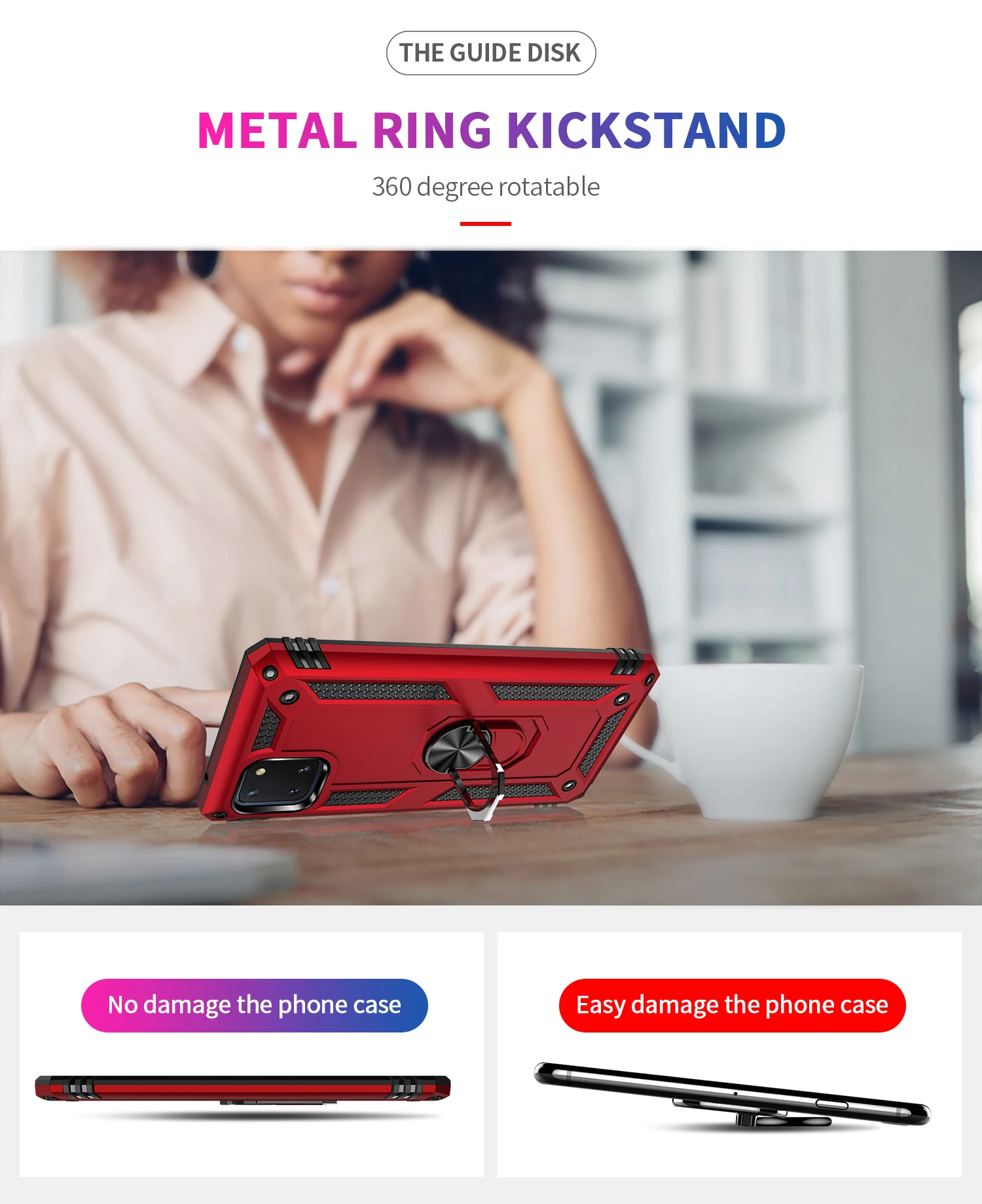 

Phone Case For Samsung Galaxy A81 A91 A01 A21 A31 A11 A41 A21S A51 A71 4G 5G Luxury Armor With Ring Bracket Car Magnetic Cover