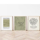 Выставочный постер Matisse из 3 предметов, абстрактный зеленый принт шалфея, набор художественной печати Matisse, женский Принт с деревом Matisse,