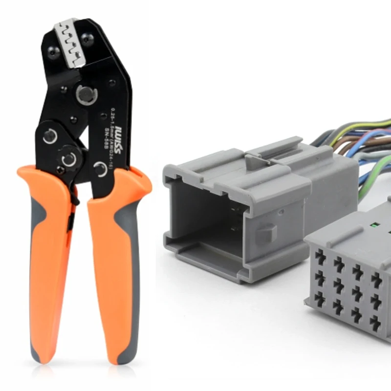 IWISS SN-58B = alicates de crimpado SN-28B + SN-48B para DuPont 2,54 2,8 3,96 4,8 6,3, terminales de tubo/aislamiento, herramientas de pinza eléctrica Alicates de terminales Crimpadora