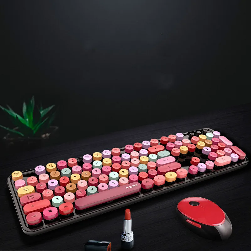

Ferris hand wireless keyboard and mouse color lipstick girls punk keyboard office suit