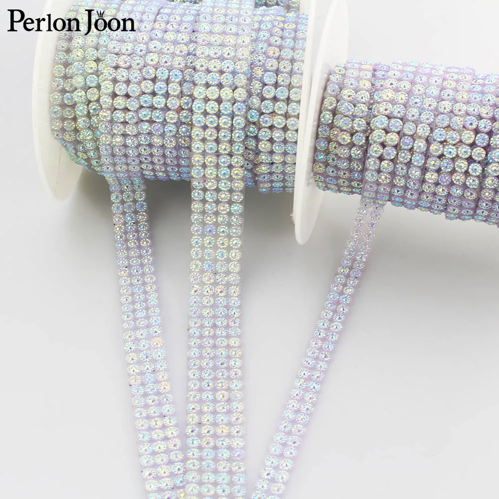 1 ярд DIY белый кристалл ab Смола цветок отделка обратно с клеем декоративная лента