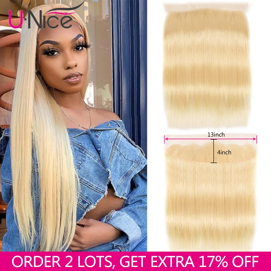 Женская прямая бразильская кружевная передняя часть волос #613 блонд 13 &quotx4&quot