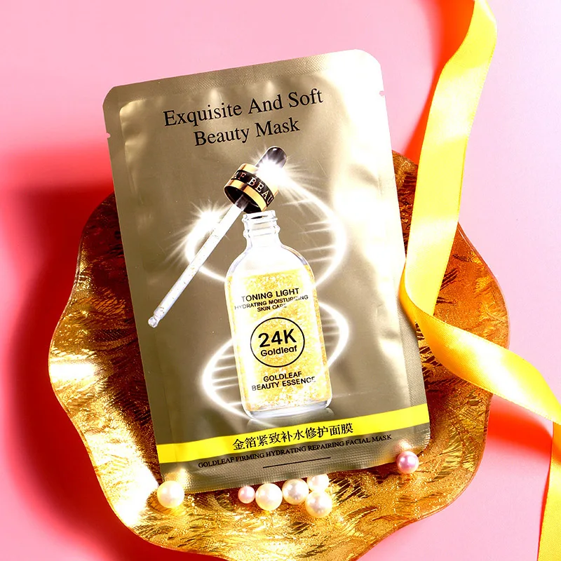10 шт. 24 к Золотая фольга увлажняющая маска для лица лист укрепляющая коллагеновая