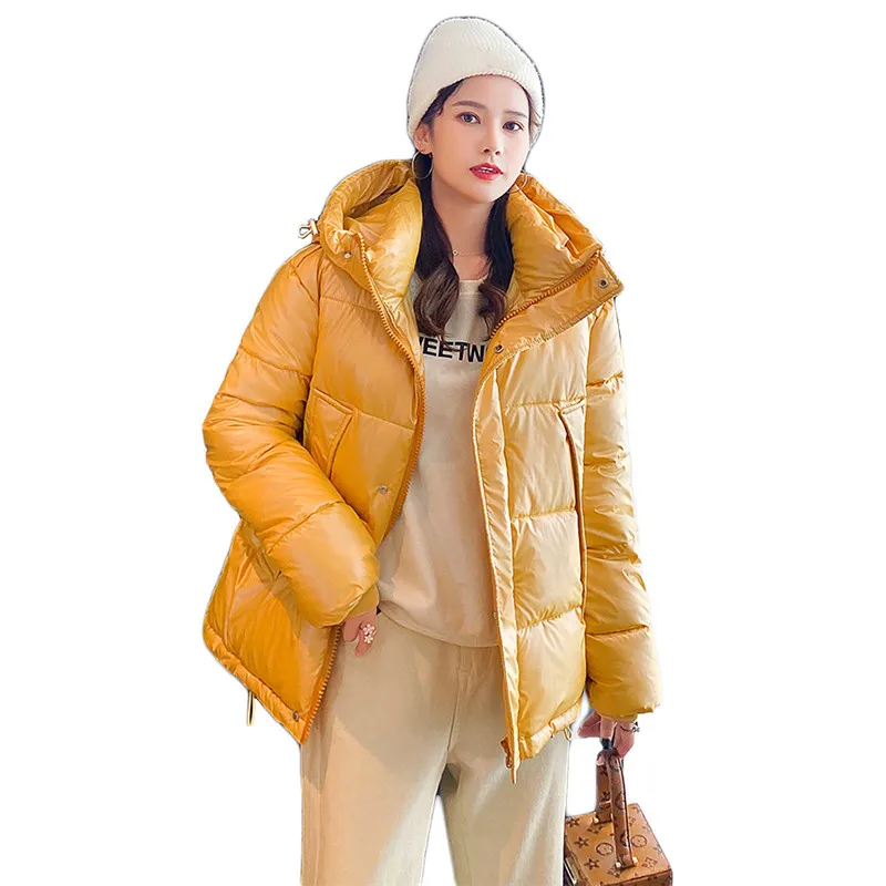 

Winter Coat Women Yellow M-2XL Plus Size Loose Hooded Down Cotton Jacket 2020 New Autumn Korean Fashion Slim Thick Parkas