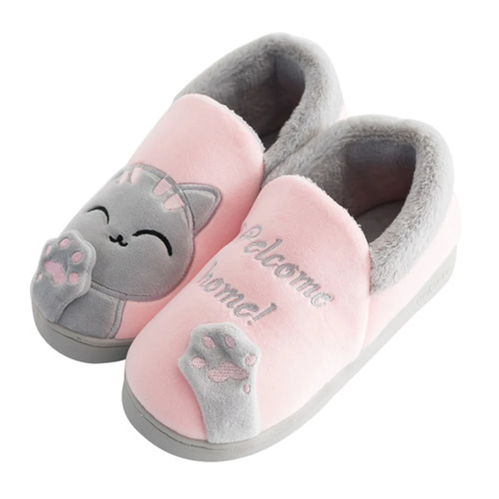 Pink-HFR-MTZCM10 BAOLESEM/женские тапочки; зимние тапочки; женская домашняя обувь; Теплая обувь на меху; женские нескользящие пушистые тапочки с рисунком - Цвет: Pink-HFR-MTZCM10