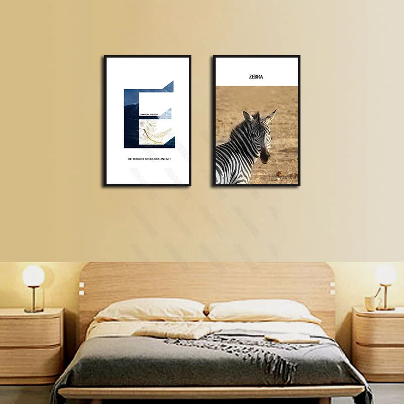 

European snowy mountain highway with zebra combination white background living room decoration poster wallpaper furniture art