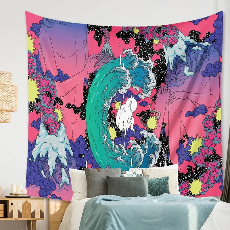 Psychedelic Home Decor Wall Tapestry Hanging Huge Mushroom House Fairyland Bohemian Room Decoration | Дом и сад