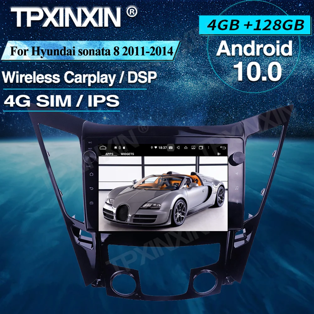 Автомобильный радиоприемник Android 4 + 128G для Hyundai sonata 8 2011-2014 беспроводной
