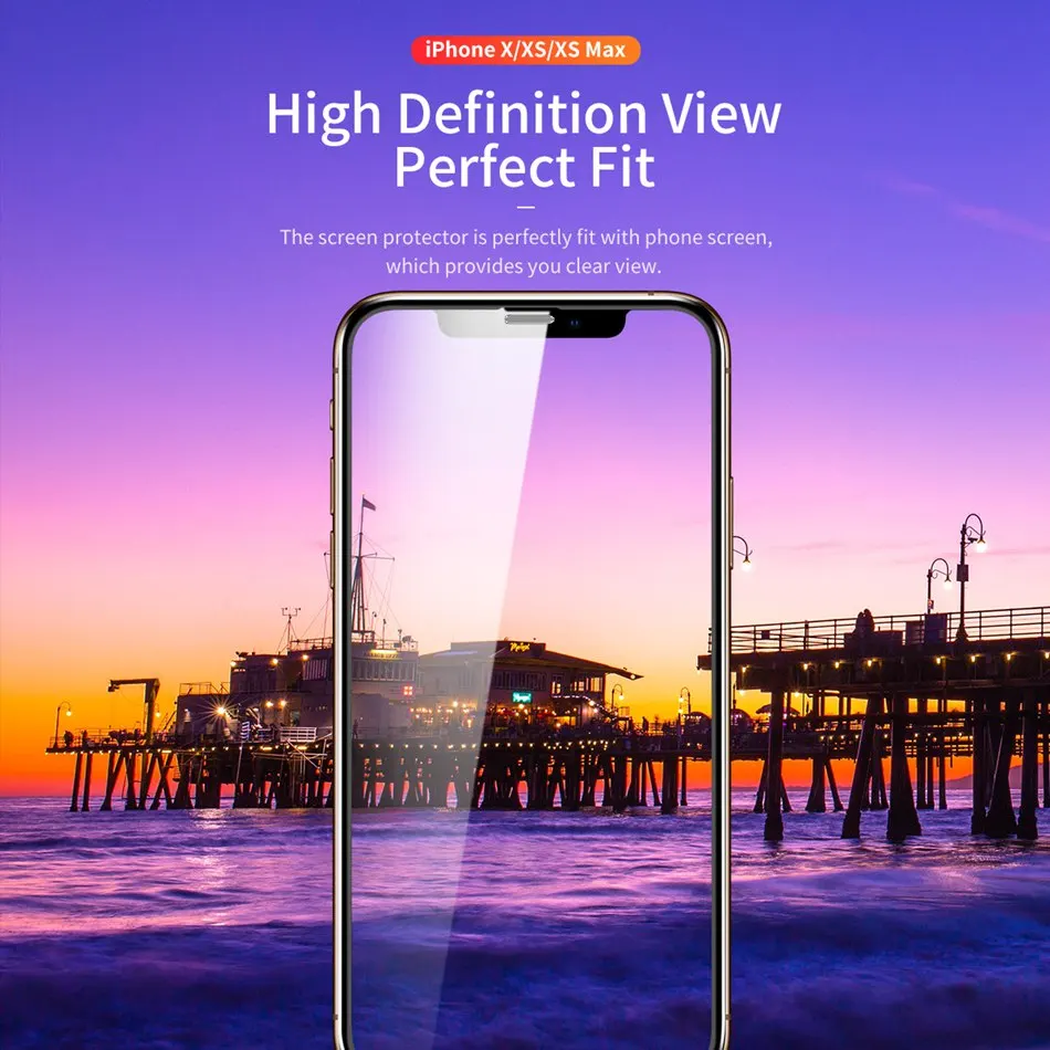 ROCK полное защитное закаленное стекло для iPhone X Xs Max 9H Защитное стекло для экрана для iPhone Xsmax пленка закругленные края покрытие стекло