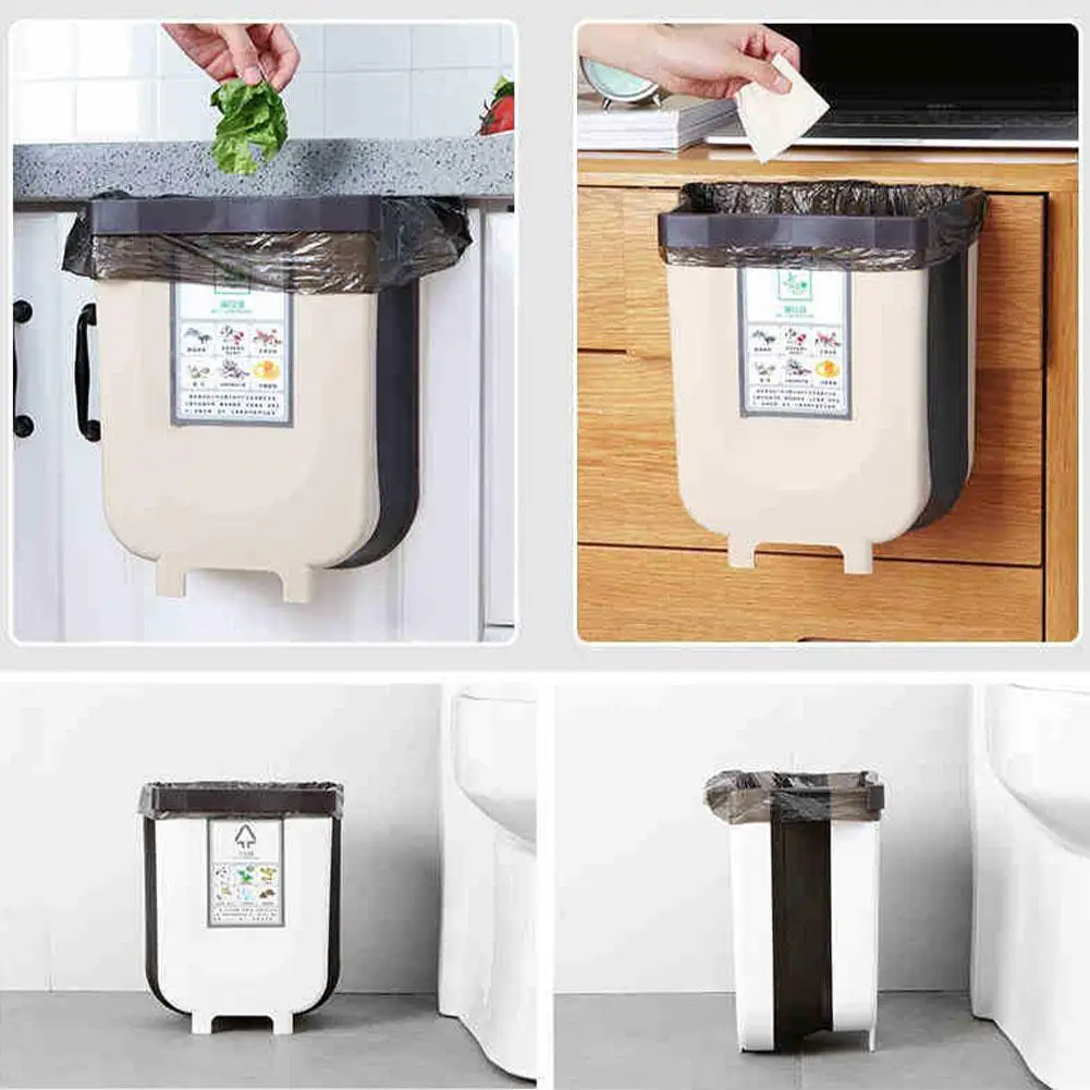

Car Garbage Can Universal Car Trash Bin Plastic Foldable Garbage Bin Hanging Garbage Can for Auto Back Seat Cabinet Kitchen