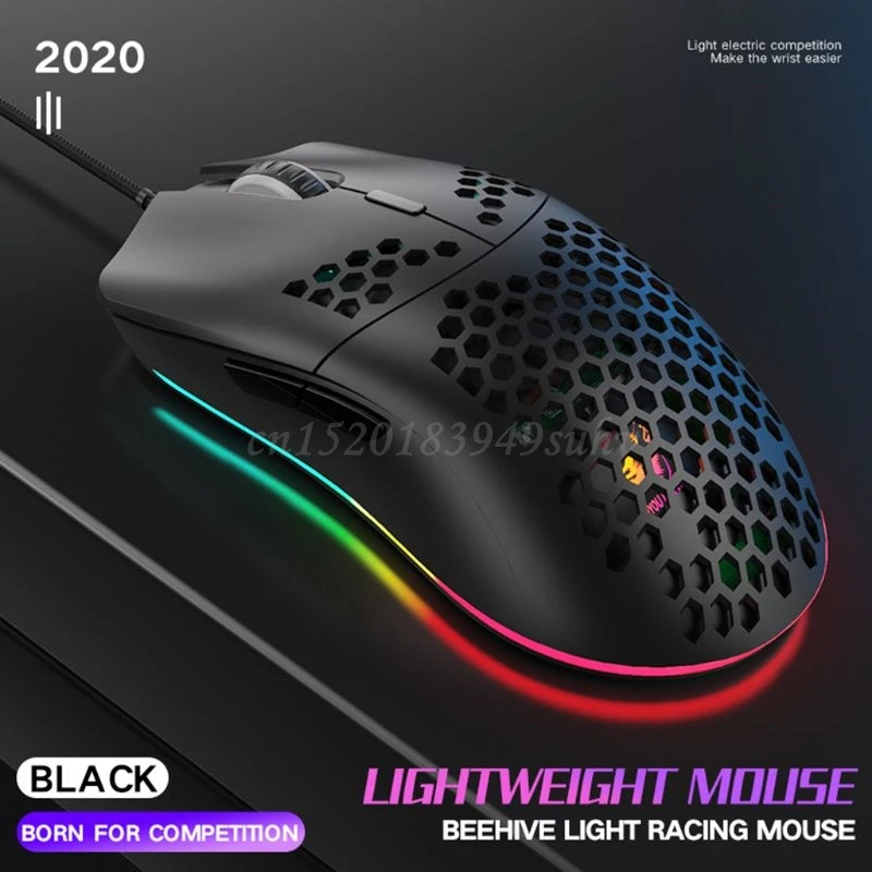 

M6 Hollow Honeycomb Pattern Game Mouse Lightweight RGB Wired Gaming Mouse 12000 DPI 7 Keys for Game Lovers