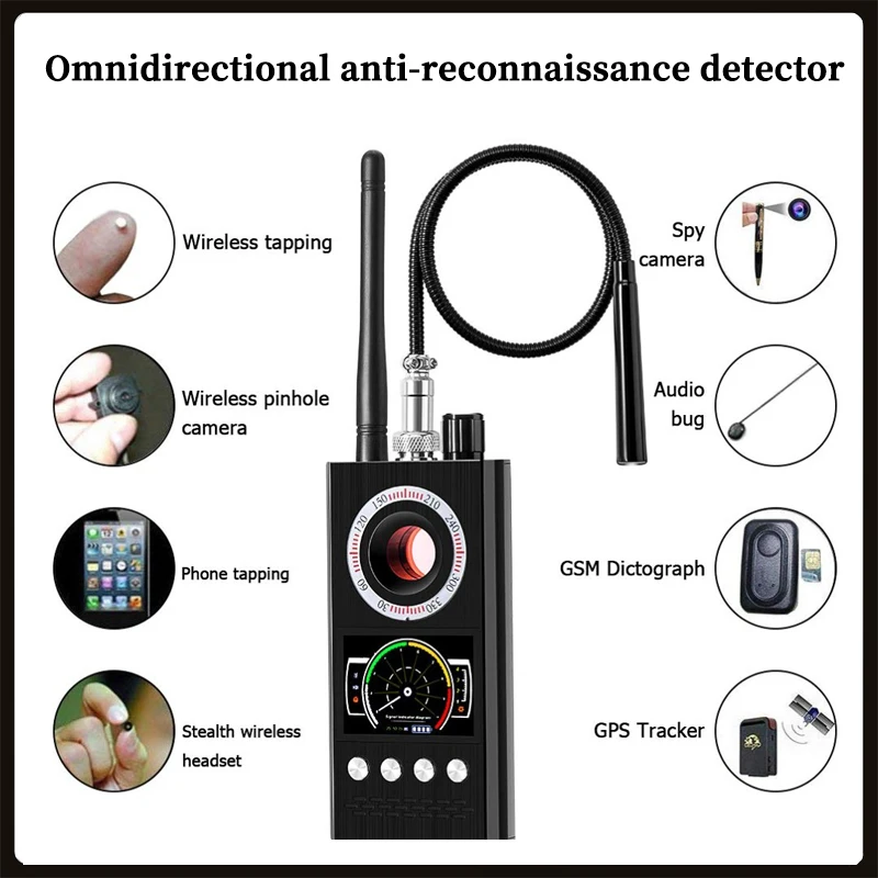 

Антишпионский беспроводной Радиочастотный детектор сигнала GSM GPS-Трекер Скрытая Камера Устройство для подслушивания Военная профессионал...