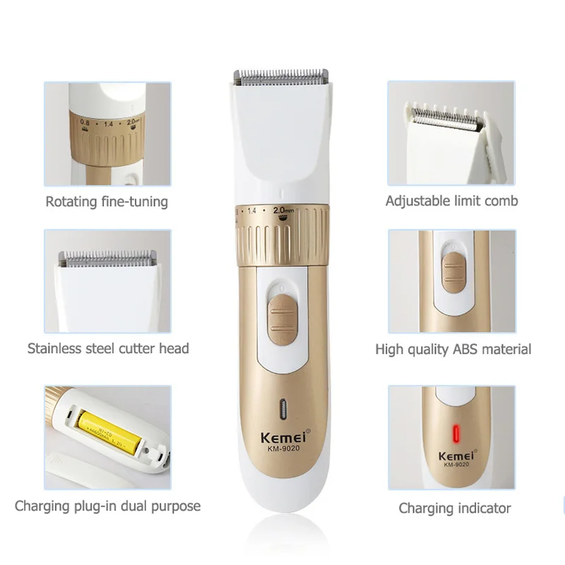 Kemei сталь Беспроводная Машинка для стрижки волос 0 мм Триммер Профессиональный