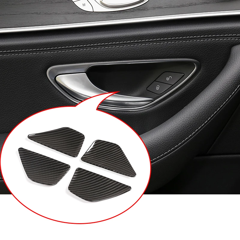 For Mercedes Benz C Class W205 2015-2020 E GLC W213 X243 2016-20 ABS Carbon Fiber Door Bowl Cover Panel Interior Car Accessories