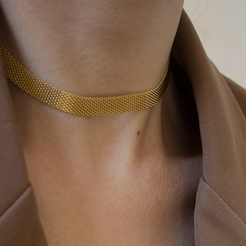 

Stainless Steel Choker Necklace For Women Gold Color Punk Simple Joker Clavicle Chain Collar Jewelry 2021 Luxury Accessories