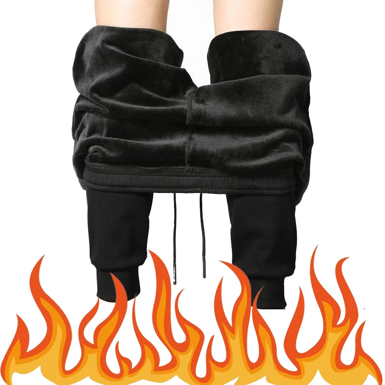 Мужские флисовые спортивные штаны теплые плотные для бега из плюша спортивная