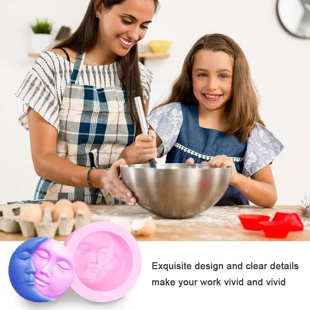 Sun Moon/лица силиконовая форма для выпечки круглая DIY Fondant (сахарная) шоколадного