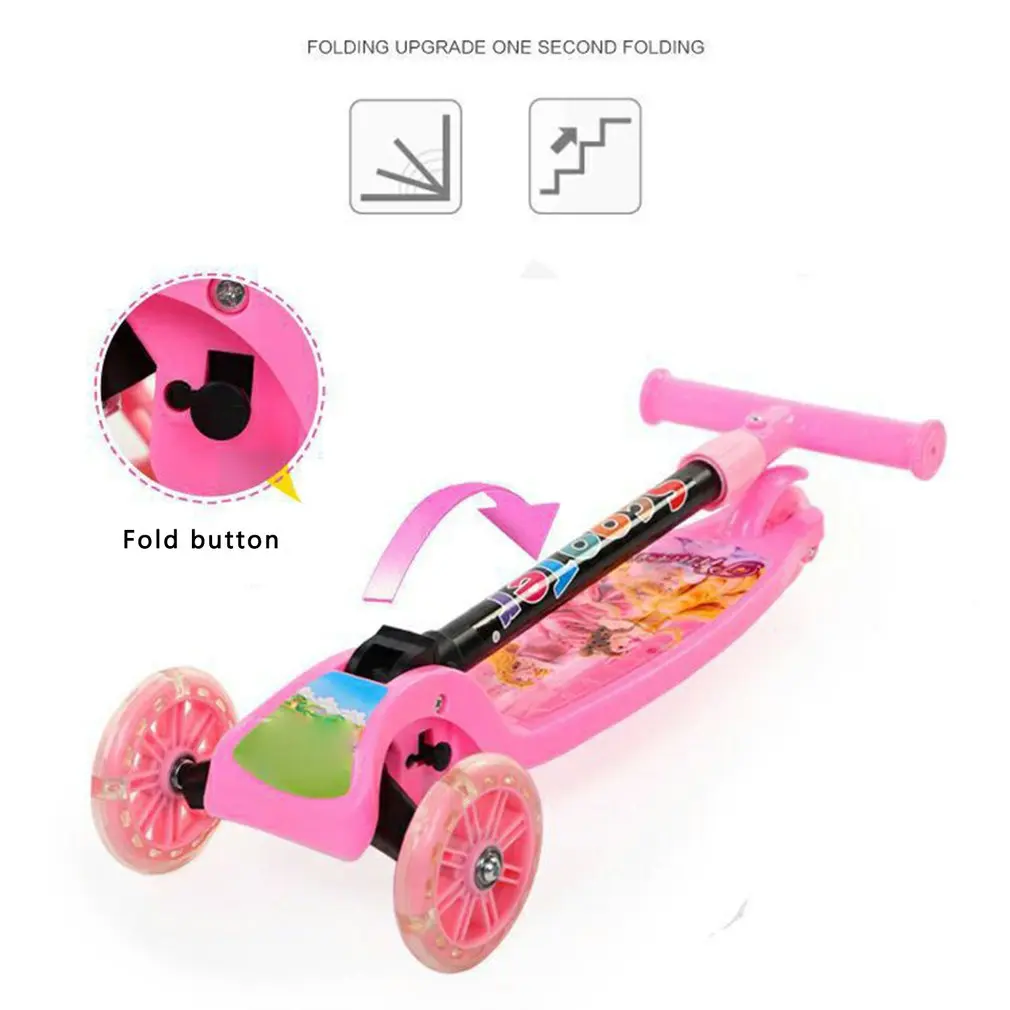 

Children's Scooters Luminous Wheel Two Modes Outdoors Scooter For Kids Long Folded Four Rounds